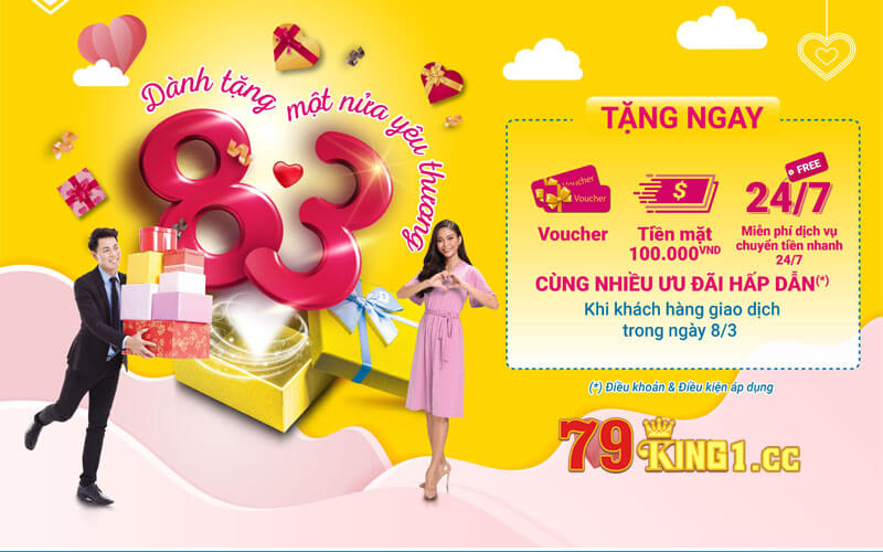 Thông tin gói ưu đãi 100% nạp tiền ngày quốc tế 8/3 tại 79king