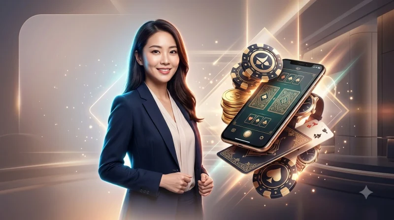 Cách chơi Liêng - Bộ bài, chip và đồng hồ trên bàn chơi