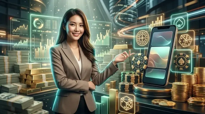 Cúp vàng và chip poker tượng trưng cho chiến thắng và phần thưởng tại 79king