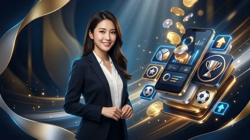 Lợi ích khi chơi kèo châu Âu tại 79King - minh họa cúp vàng, đồng xu và biểu đồ tăng trưởng