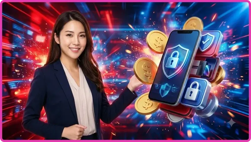 Người dùng kiểm soát dữ liệu cá nhân với biểu tượng khiên bảo mật trên điện thoại